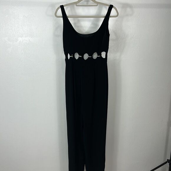 Niteline Della Roufogali Black Beaded Cut Outs Jumpsuit Size 6 - Picture 4 of 11